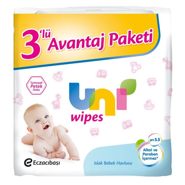 Uni Wipes 60 l1 Islak Havlu Mendil - 3 lü Paket,3324,3324