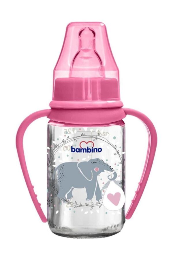 Bambino Kulplu Cam Biberon 125 ml - Pembe,3441,3441