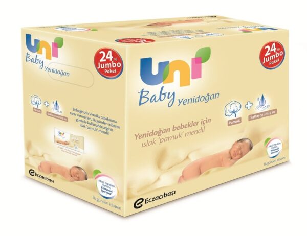 Uni Baby Yenidoğan Islak Pamuk Mendil 24'lü Fırsat Paketi / 960 Yaprak,3656,3656