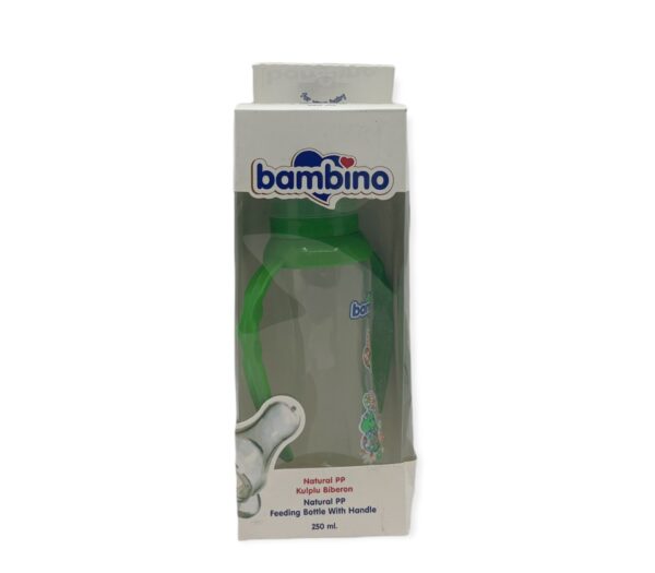Bambino Natural PP Kulplu Biberon 250 ml - Yeşil,7789