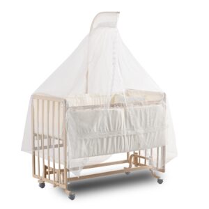 ComfyMax Sallanır Anne Yanı Doğal Ahşap Beşik ve Uyku Seti - 60x120 cm,8643