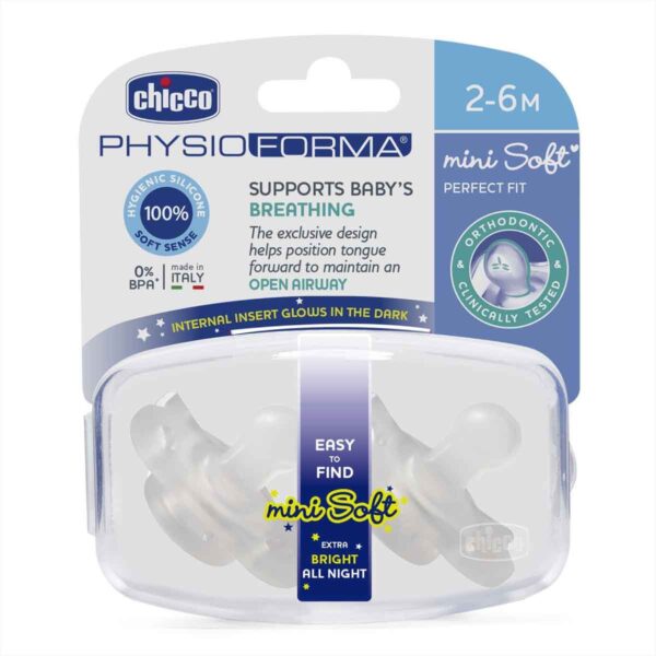 Chicco Gece Parlayan PhysioForma Mini Soft 2'li Emzik 2-6 Ay,8695