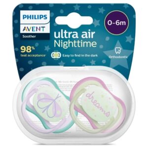 Philips Avent Ultra Air Night Karanlıkta Parlar Gece Emziği 0-6 ay Kız SCF376/19,8797